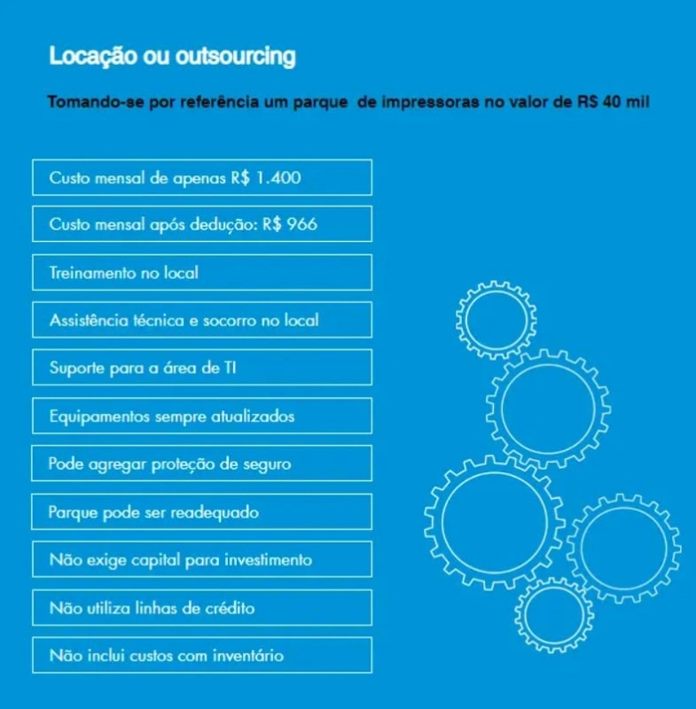 Utilizando benefícios fiscais para fomento do outsourcing de impressoras de código de barras.